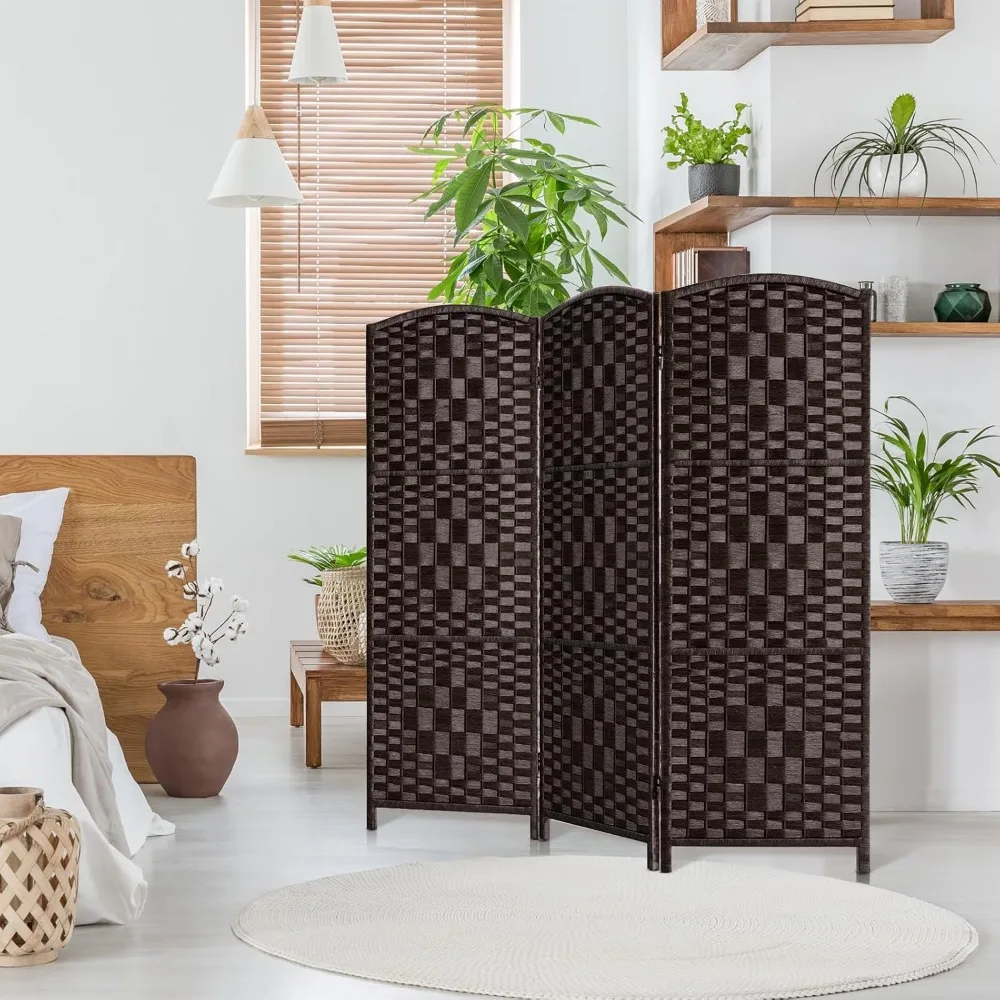 Short Room Divider Folding Privacy Screens,3 Panel Dark Mocha