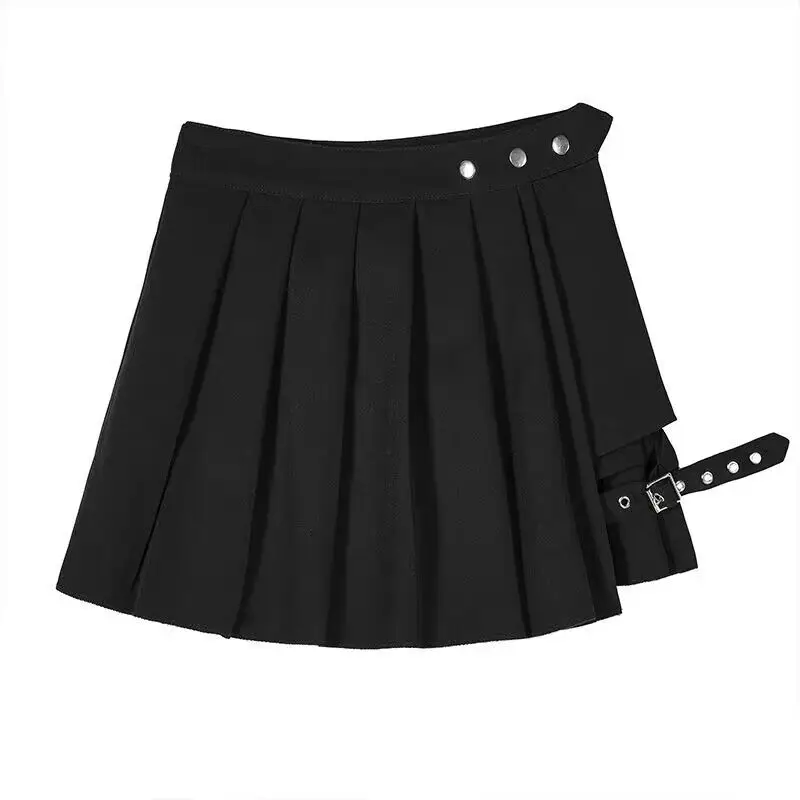 Sexy Gothic Women Skirt High Waist Pleated Punk  Black Summer Skirts Girl\'s skirt with shorts