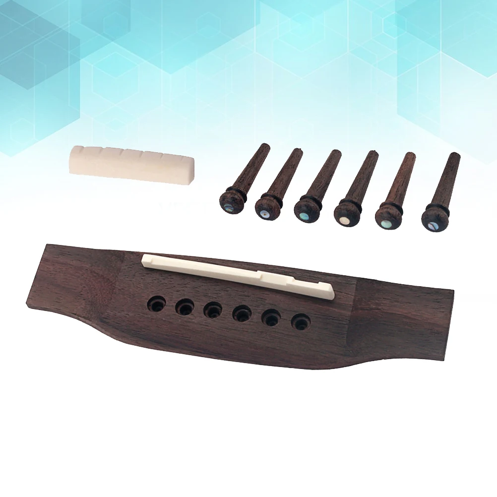 

1Set Rosewood Acoustic Guitar Bridge Bone Nut Saddle 6 Wooden Pins Lightweight Guitar Parts Accessory Wooden Pins