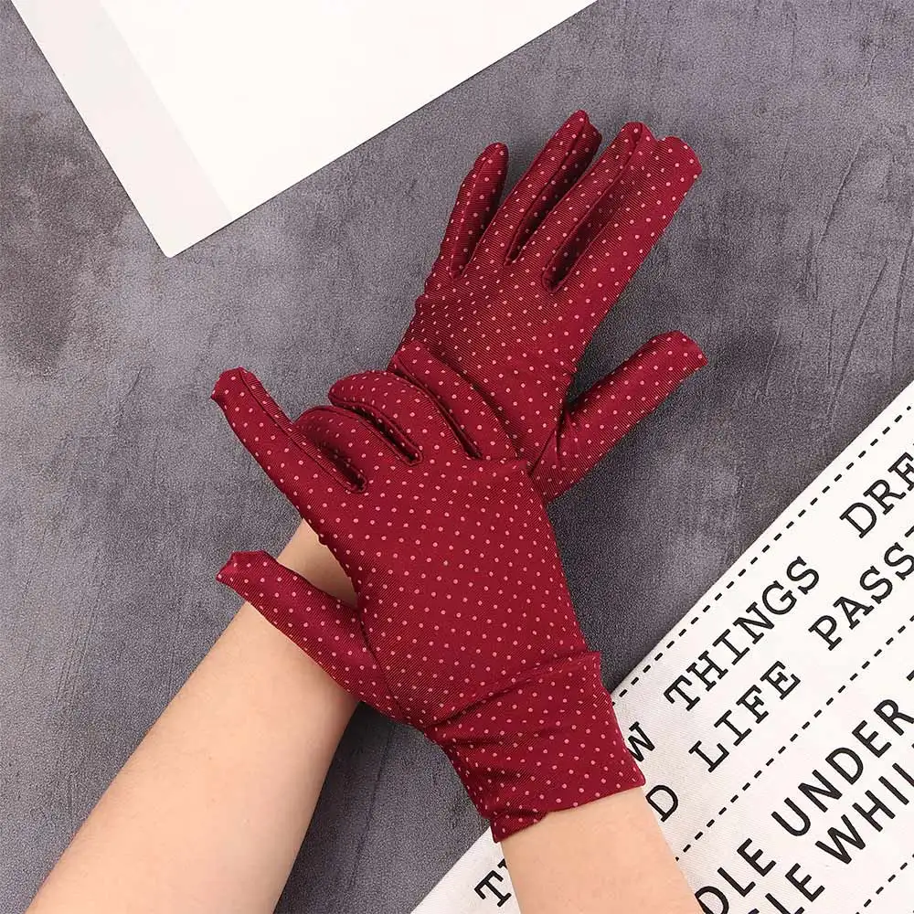 NEW Fashion Women Gloves Cotton Summer Sunscreen Gloves Lace Patchwork Thin Gloves Breathable Driving Dot Gloves