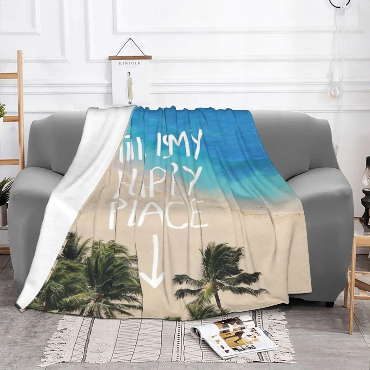 Happy Place - Hawaii Plush Knee Blanket Quilt For Bed Winter Warm Blanket Throw Blanket