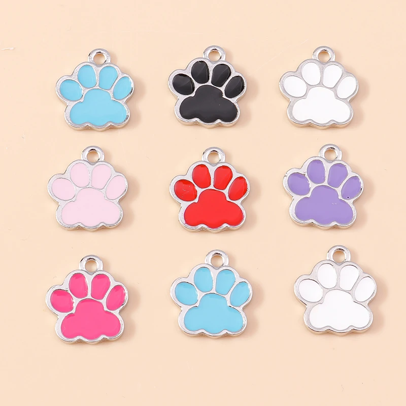 Duarte 20 Stück/Set Niedliche Tier-Anhänger, Emaille-Hundepfotenabdruck-Charms für Schmuckherstellung, Ohrringe, Halsketten, DIY-Bastelgeschenke – Detail 6
