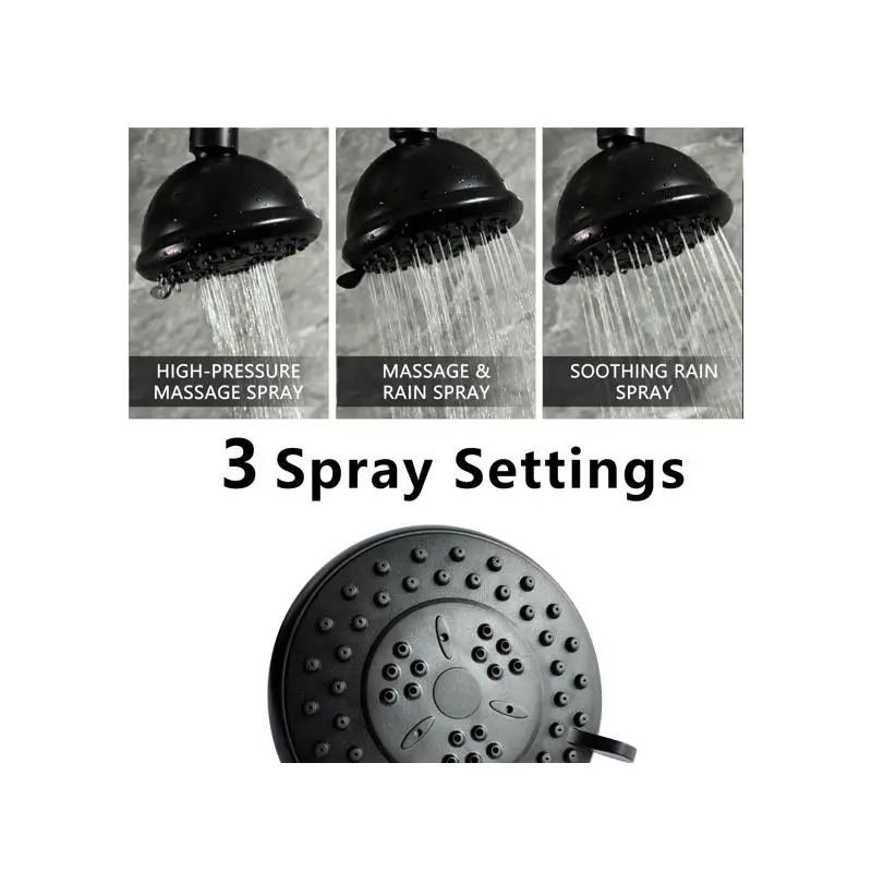 رأس دش مطري ثابت عالي الضغط 4 بوصة مع 3 أوضاع رش قابلة للتعديل ومفصل كروي دوار لتجربة الحمام المحسنة #6