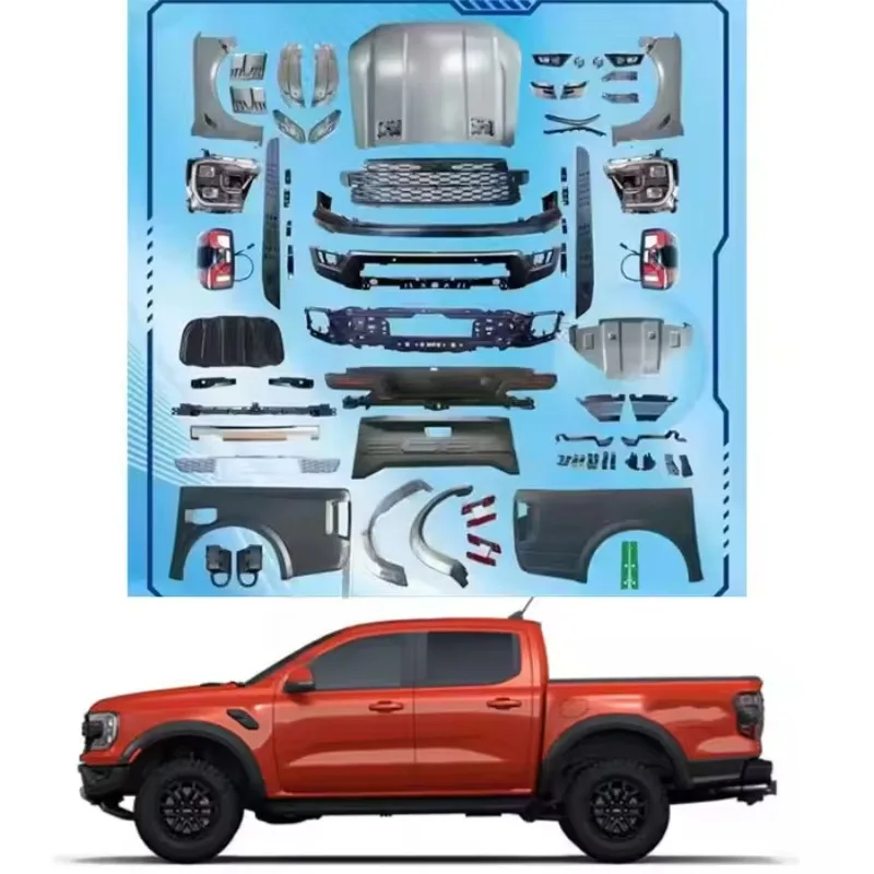 توم AutoPickup 4x4 الملحقات الخارجية المصد الأمامي ترقية طقم الجسم تجميل عدة صالح لفورد رينجر T6 T7 T8 إلى T9 2023 المدى