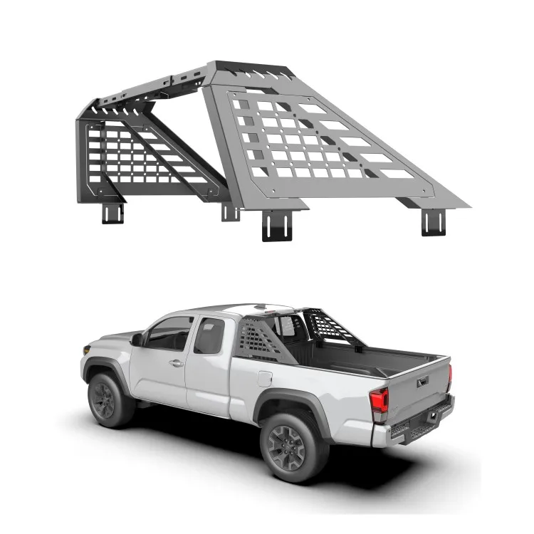 

MusixiA 4x4 Universal Pickup Black Steel Roll Bar Bed Rack For Tacoma 2024 Hilux Ranger F150 Tundra Gantry Frame With Basket