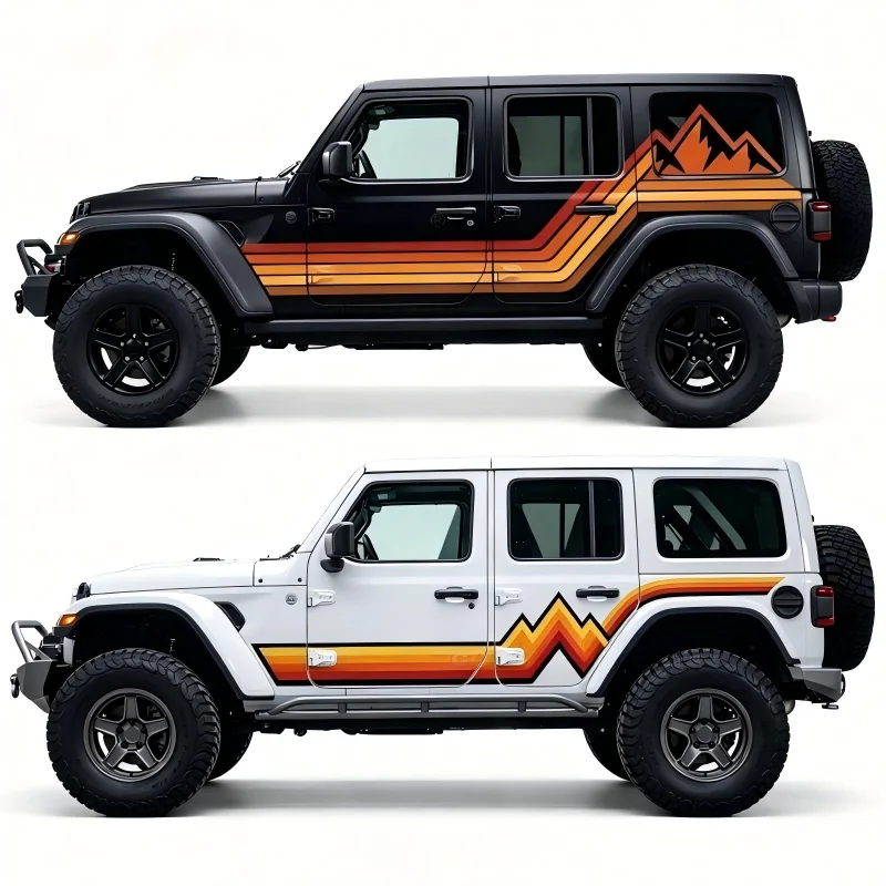 Car Stickers For Jeep Wrangler JL Body Decals Vinyl Graphics Side Stripes Off-Road Rally Livery Auto Exterior Decoration Accesso
