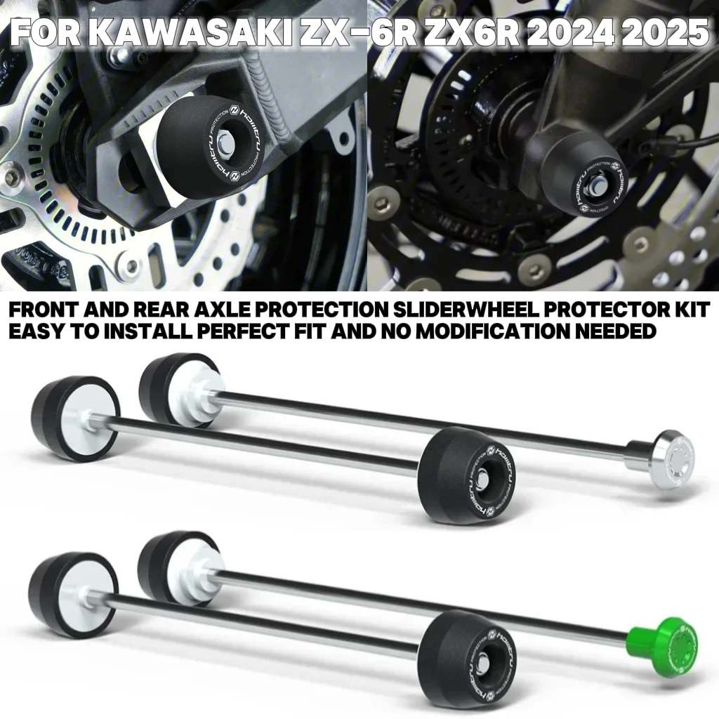 

Для Kawasaki ZX-6R ZX6R 636 2024 2025 мотоцикла, защита от столкновений передней и задней оси, комплект защиты колес слайдера