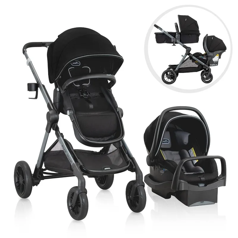 Pivot Xpand Modular Travel System with LiteMax Infant Car Seat with Anti-Rebound Bar (Ayrshire Black)