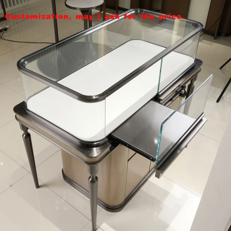 

Изготовленный на заказ. Прочный стеклянный шкаф-витрина по индивидуальному заказу. Бутик ювелирных изделий. Витрина-счетчик. Роскошная витрина для ювелирных изделий.