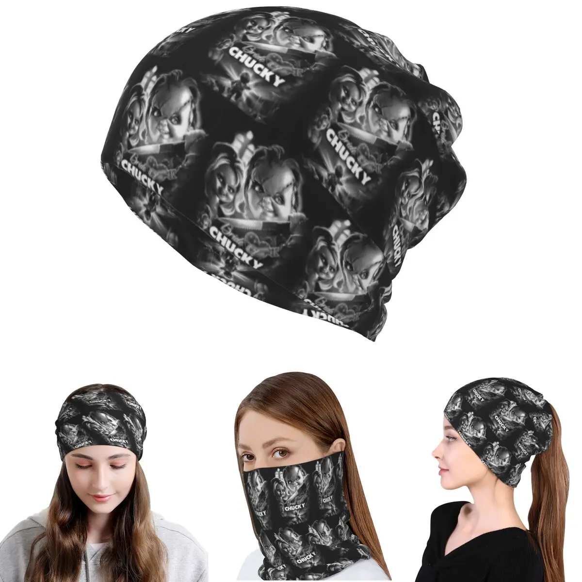 Bride Of Chucky Killer Doll Chucky Bandana Neck Gaiter Magic Scarf Multi-use Cycling Scarf Beanies Hat for Men Women Washable