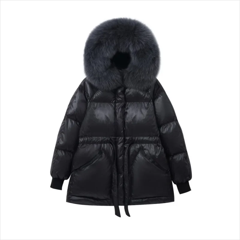 2024 Loose Big Fur Collar Hooded Jacket Women Thicken Cotton Padded Parkas Coat Autumn Winter Female Warm Clothes Outwear