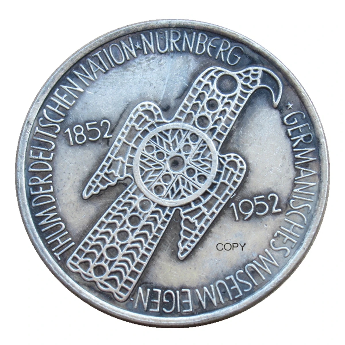 Reproduction Germany 5 Reichsmark 1952 D Mint Silver Plated Decorative Commemorative Coin