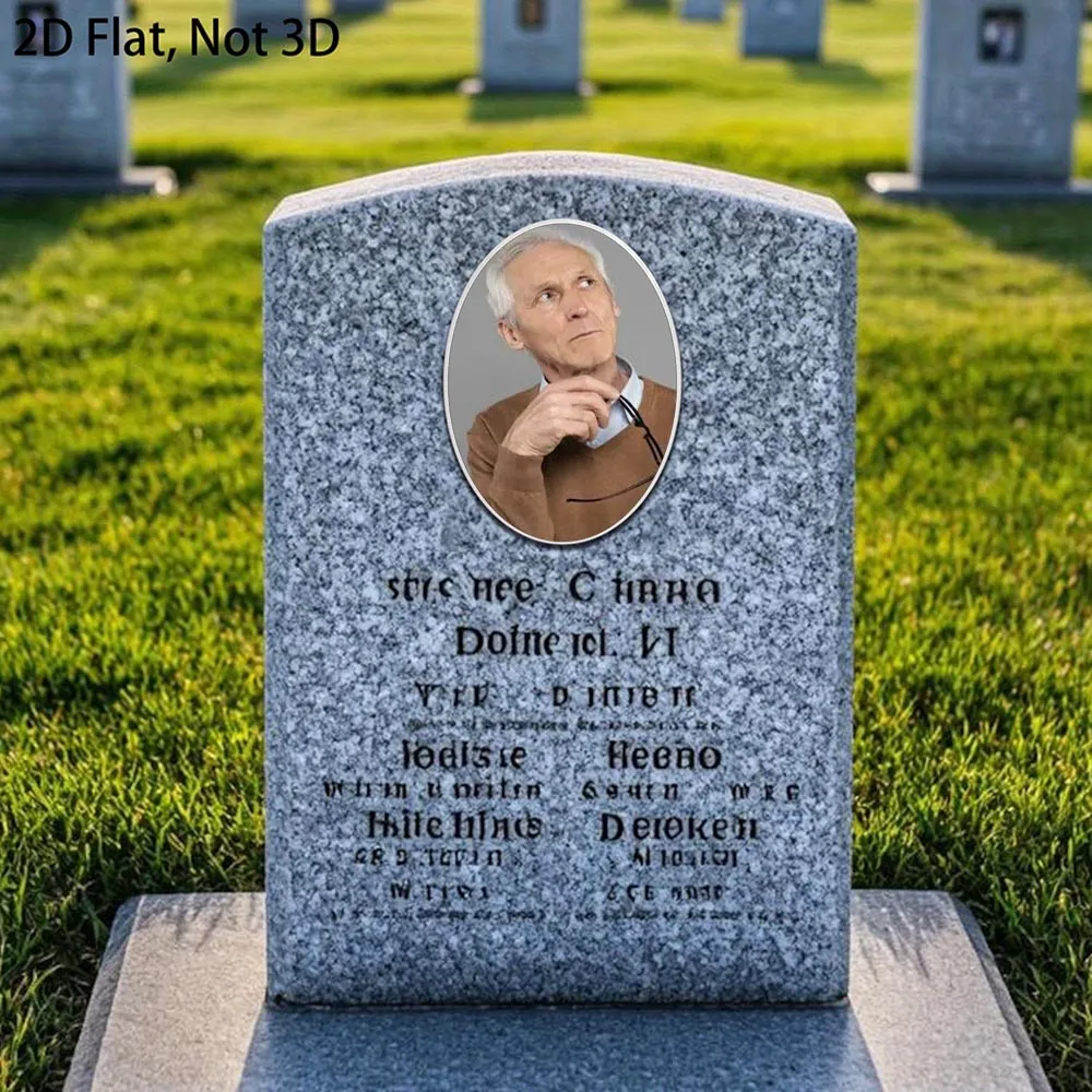 2D Flat Not 3D 1pc Custom Photo Memorial Headstone Tile Personalized Grave Marker with Oval Design Pet Memorial Decor