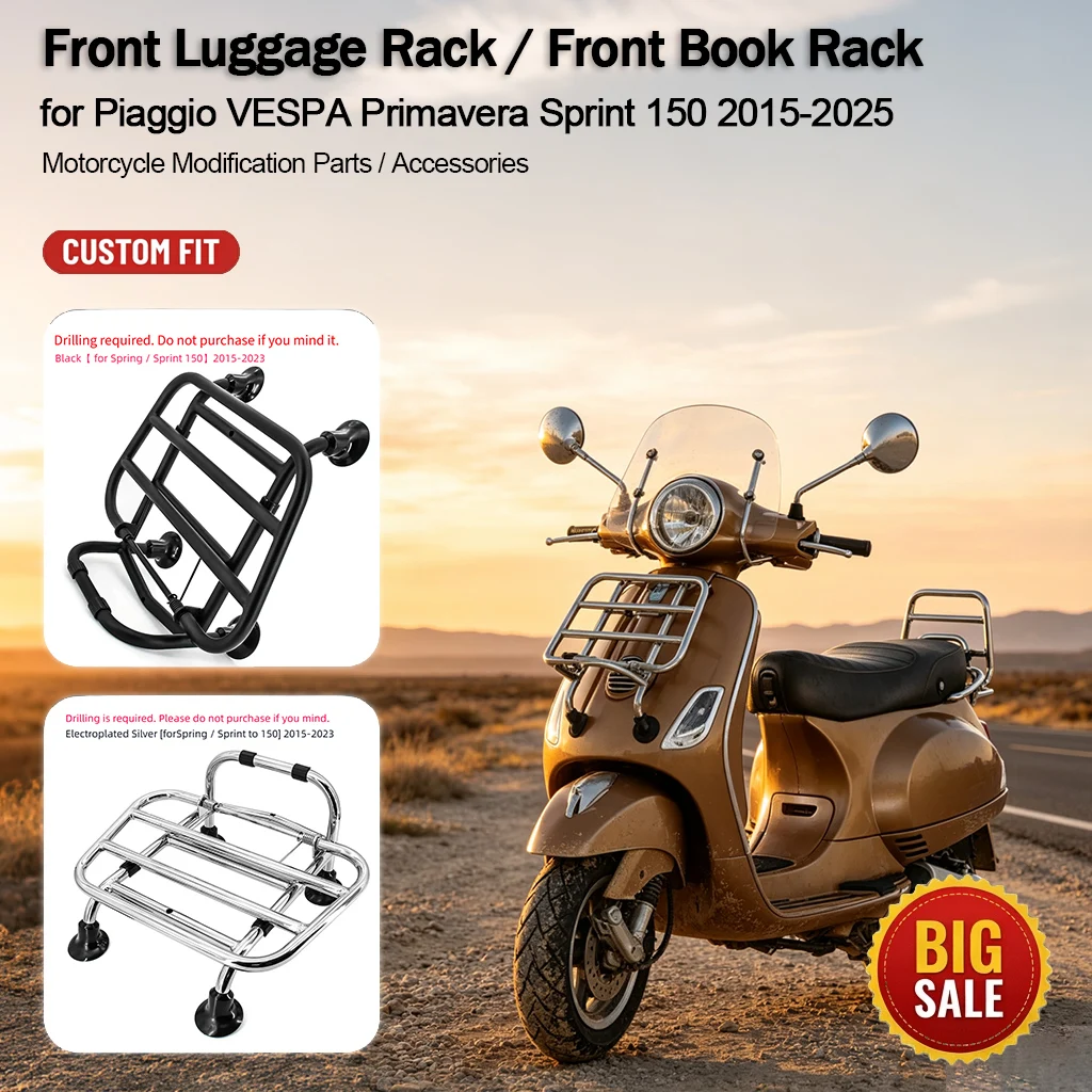 Motorcycle Front Luggage Rack for Piaggio VESPA Primavera / Sprint 150 2015-2025, Front Bracket Mod Accessories