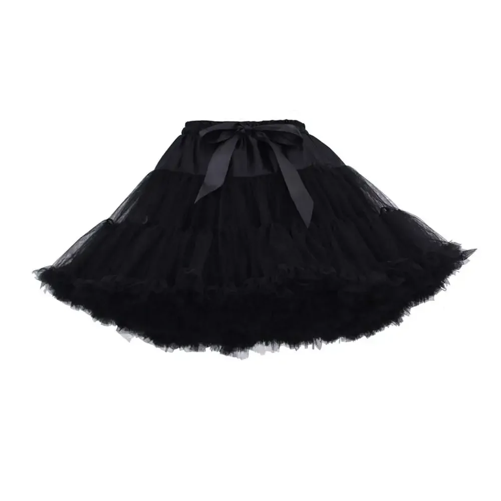 Organza 50s Vintage Rockabilly Petticoat Retro กระโปรงยาวถึงเข่า Crinoline Half Slips