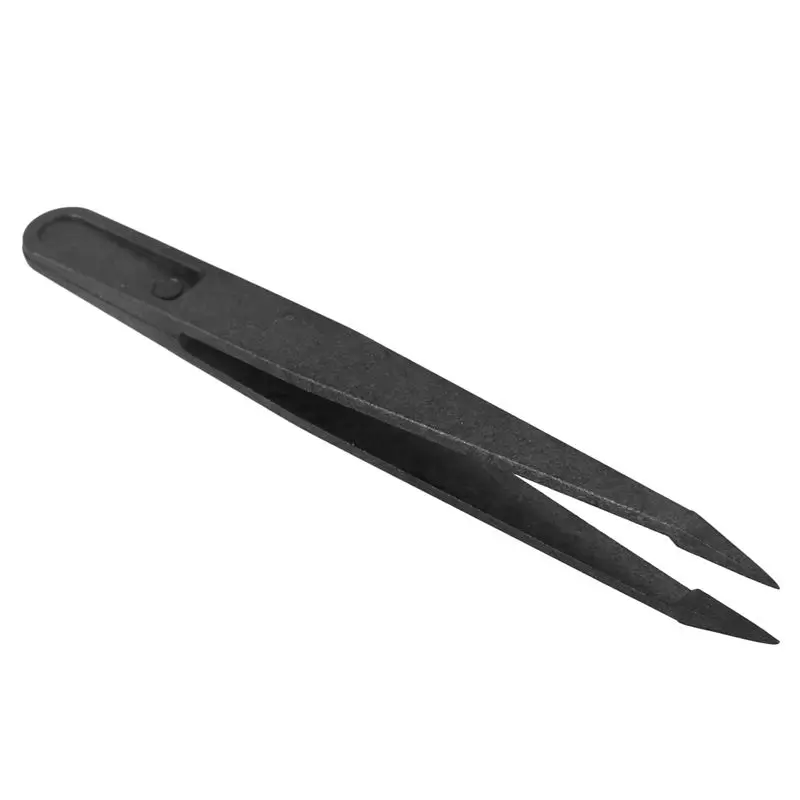 A19F-60 Pcs Black Plastic Tip Head Anti Static Tweezer 12Cm Length