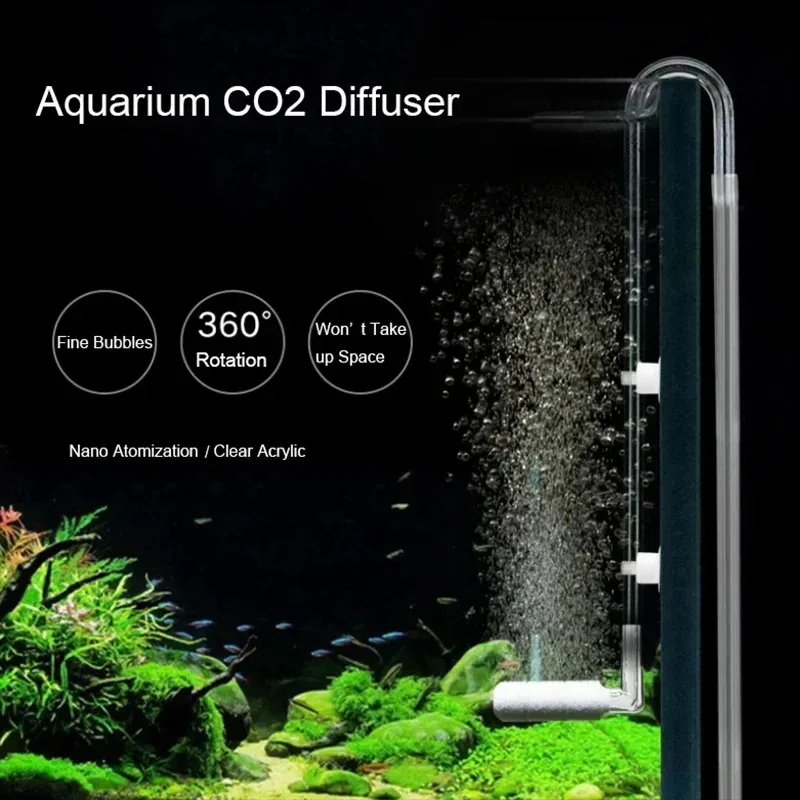 

CO2 Diffuser 360° Refining Disc Acrylic Bent Tube Silicone Suction Cup Mini Aquarium Plant Tank CO2 Atomizer Aquatic Accessory