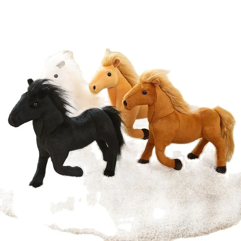 Poupées animales en peluche douces, vraie vie, oreiller Mustang, jouets en peluche chevaux, cadeaux de décoration d'anniversaire créatifs, 32cm