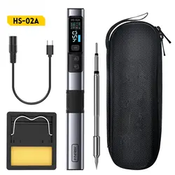 FNIRSI HS-02 Portable Smart Soldering Iron PD 100W 24V Solder Station Welding Solder 100-450℃ Adjustable Temperature Repair Tool