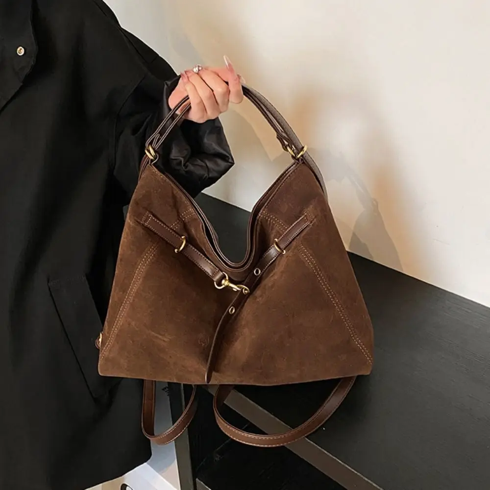 

Waterproof Large Capacity Suede Shoulder Bag Fashion Solid Color Hobo Bag Handbag Korean Style Tote Bag Holiday