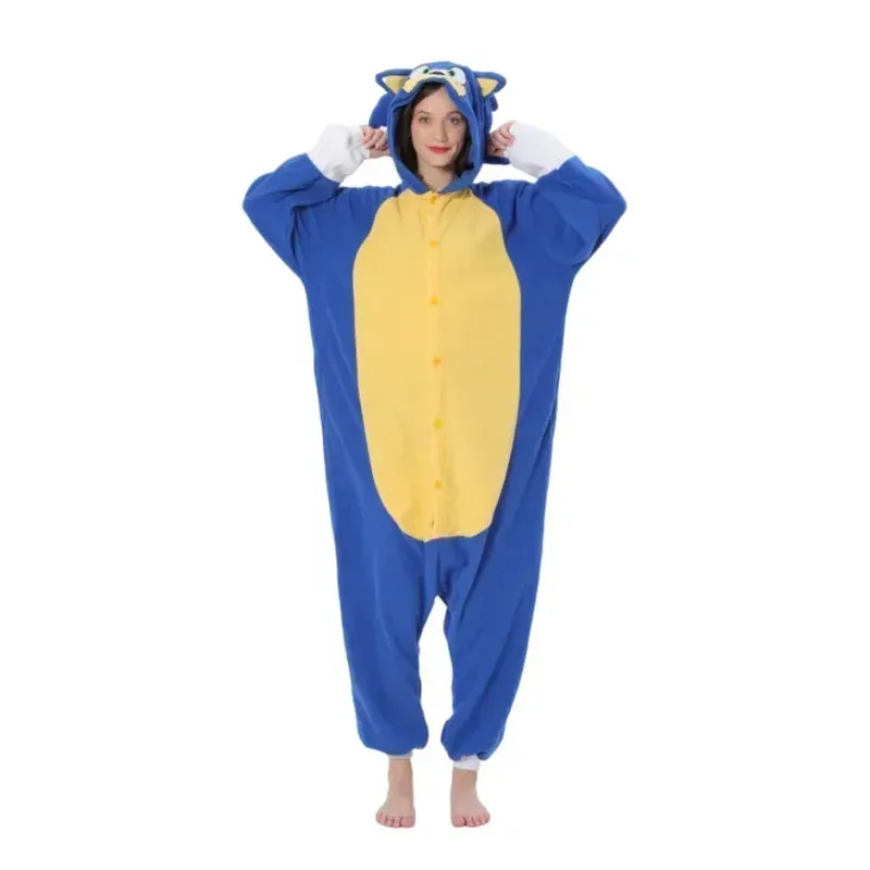 Disfraz de estilo de la serie aa69Sonic para adultos, ropa Sonic, Pijama de cuerpo completo de alta calidad, Pijama de Anime de una pieza para amantes, Cosplay