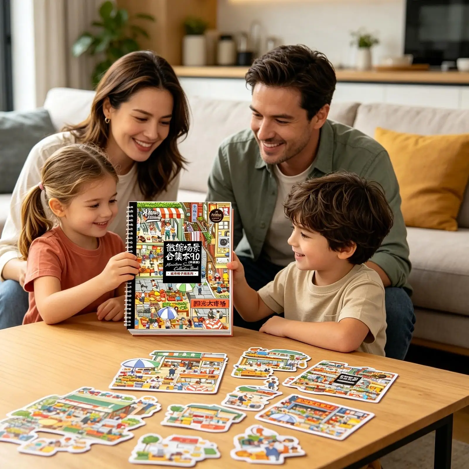 Scene Sticker Book 3D Visual Effect Crafts Art Portable Quiet Toy for Kids Travel Airplane Road Trip Restaurant Activity Sticker