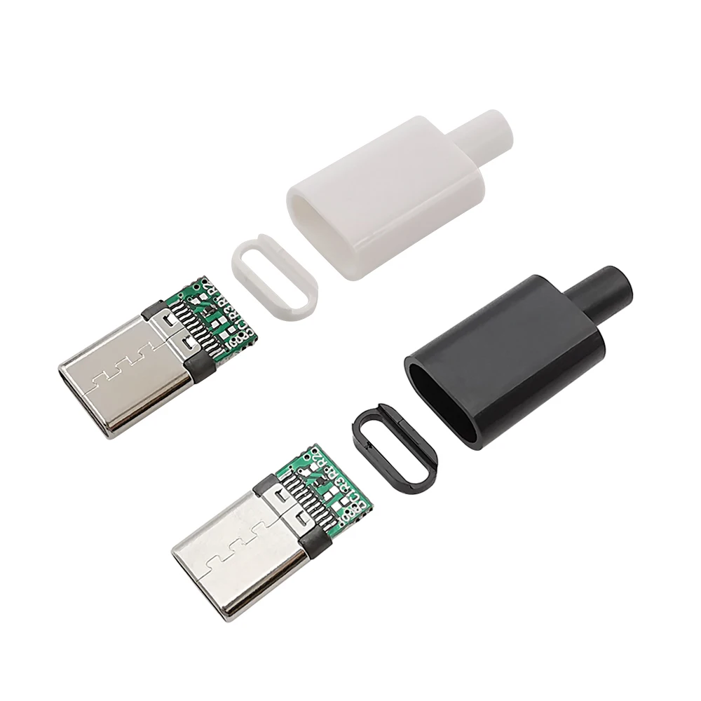 10Pcs Type C USB 3.1 Plug Male Connector 24Pin Welding Data Line Lnterface DIY Data Cable Accessories Black White