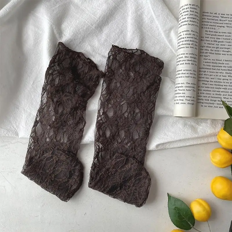 

195E Japanese Women Girls Summer Loose Ankle Socks See-Through Lace Jacquard Patterned Harajuku Ultra-Thin Slouch