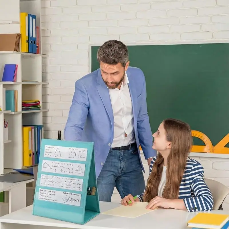 r53c-13x17-inch-educator's-display-stand-offering-two-viewing-sides-and-secret-area-for-writing-tools-rulers-and-school-items