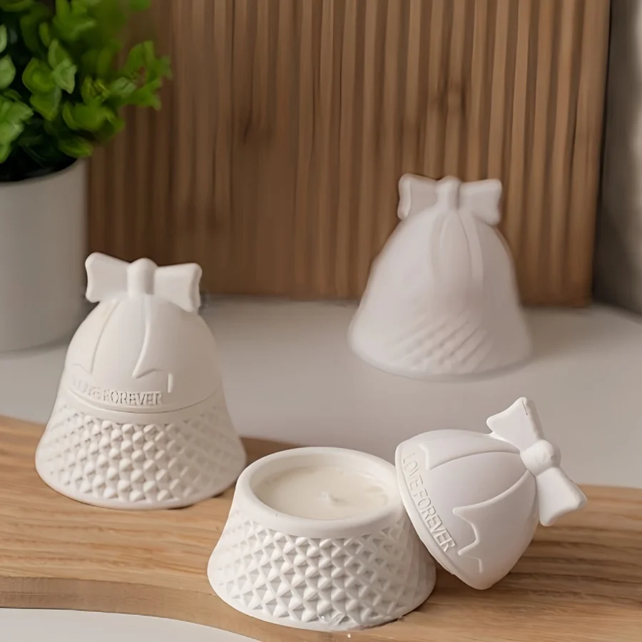 1set Resin Silicone Mold: Christmas Bow Mesh Scented Candle Holder Resin Dripping Mold, 3D Storage Box with Lid Silicone Mold