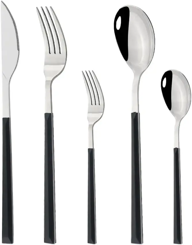 

Stainless Steel Tableware Set, Imitation Wood Grain Marble Knife, Fork, Spoon, Dessert Spoon, Fruit Fork Five-piece Set