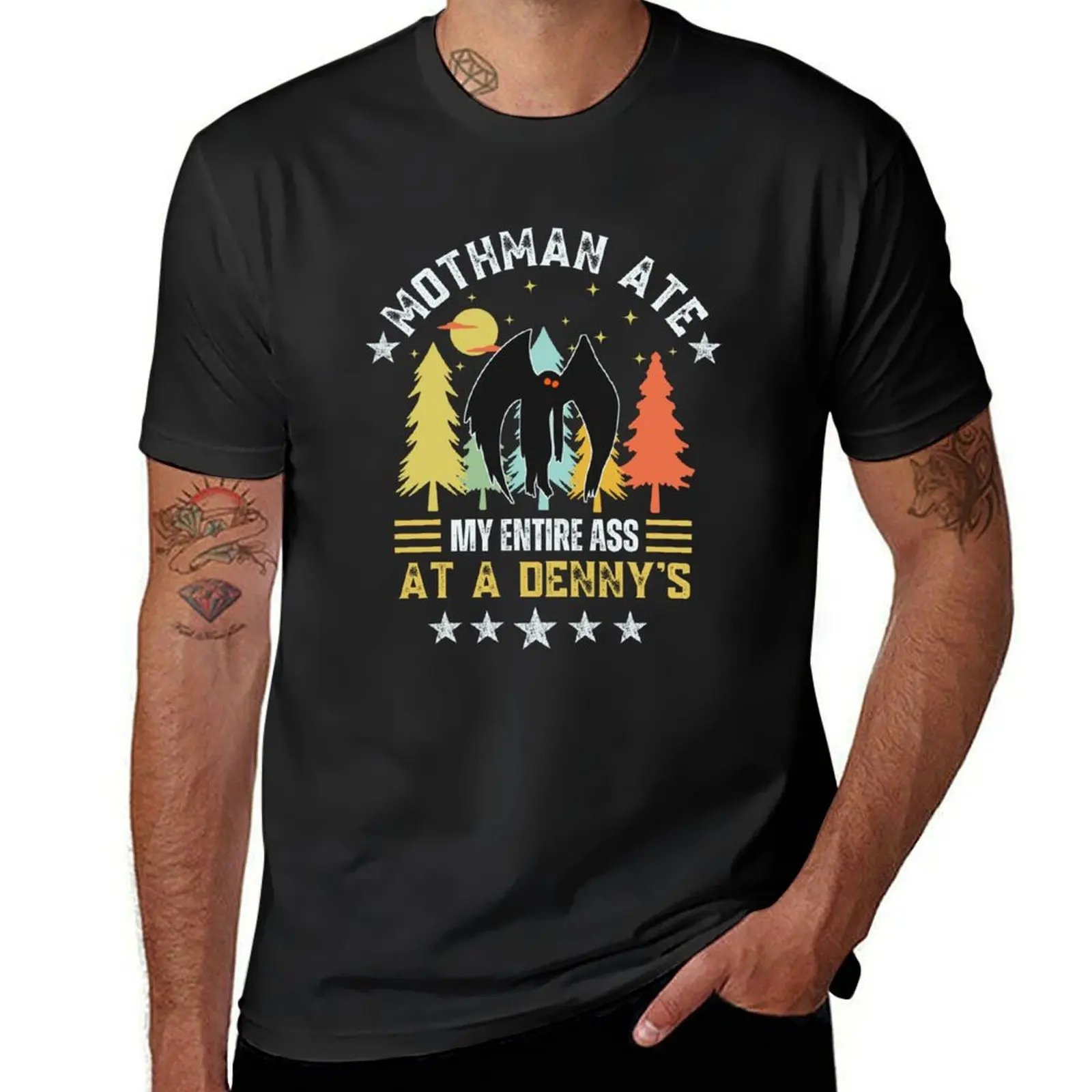 Mothman ate my entire ass at a Denny's | Scary mothaman cryptid creature T-Shirt customs design your own mens plain t shirts