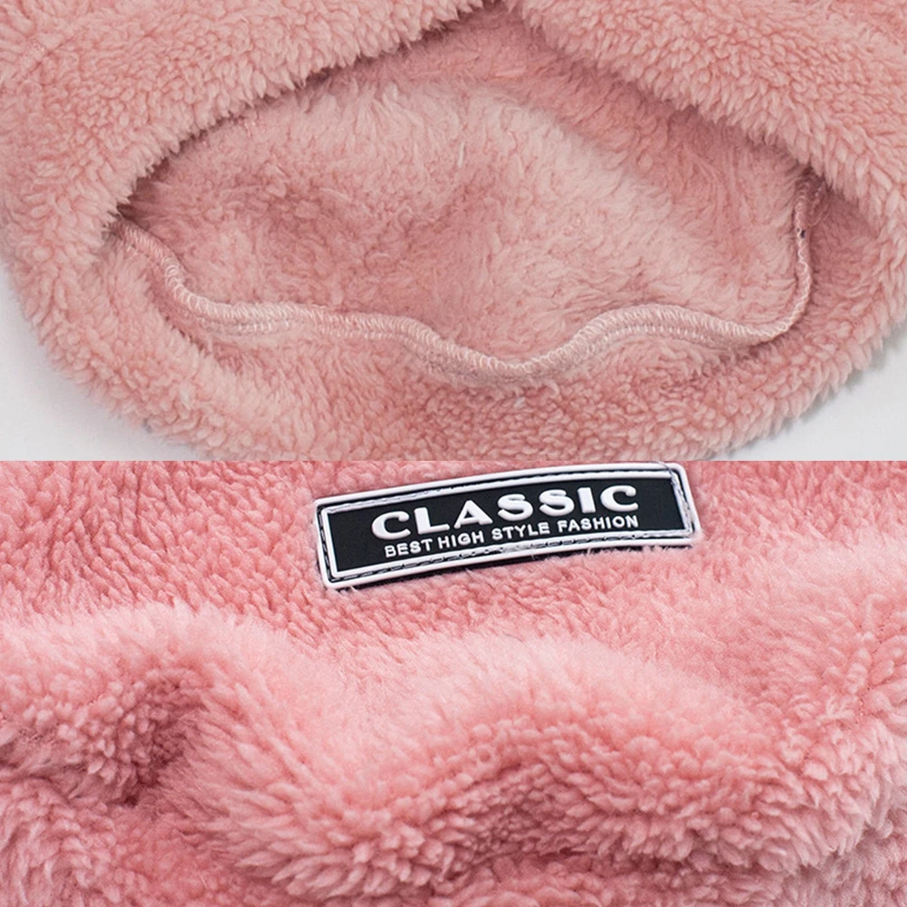 

Pet Dog Autumn Winter New Dog Clothes Bear Ears Pet Clothes Solid Color Hooded Thickened Dog Fleece（Pink,S)