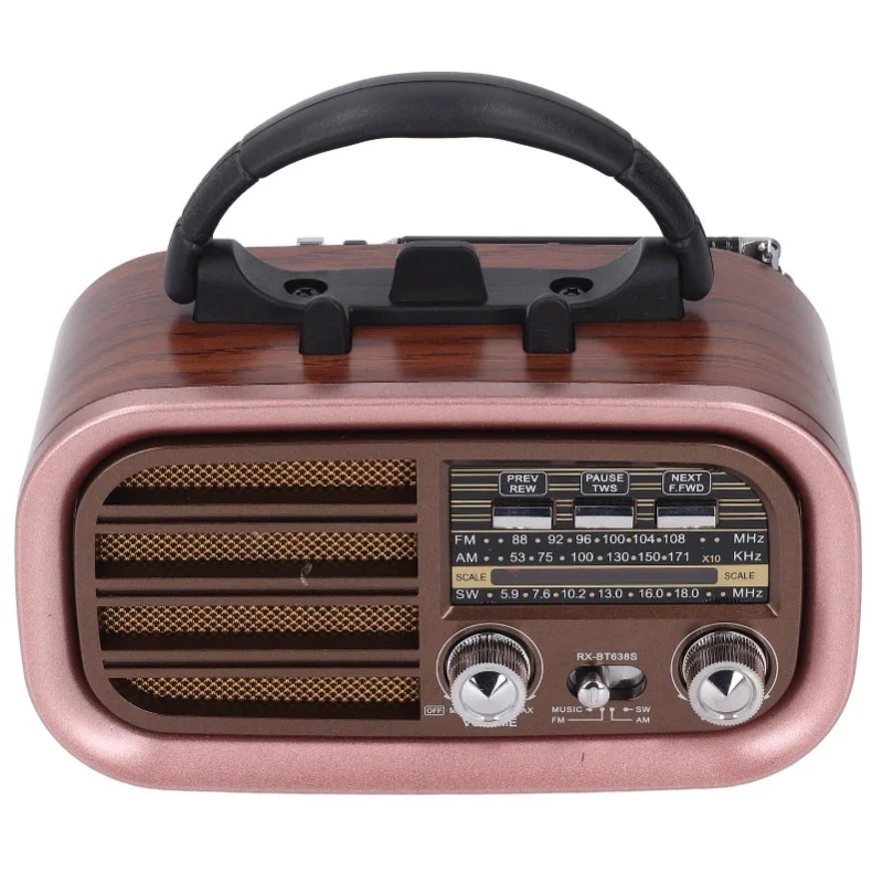 Piccola radio vintage retrò AM FM SW batteria ricaricabile portatile ad energia solare per campeggio domestico BT638S