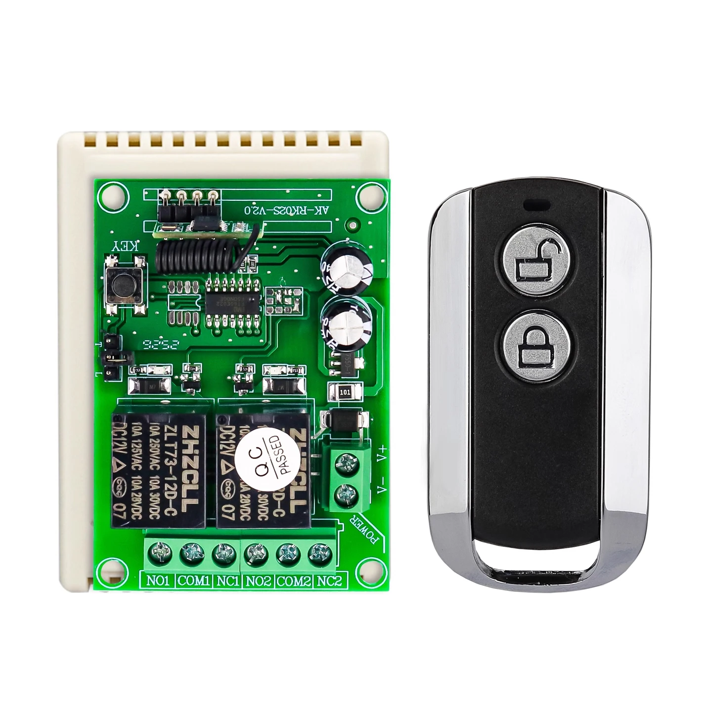 433mhz DC 12V 10 A 2 Channel RF Wireless Remote Control   Receiver   Transmitter  Electric door/shutter/garage door