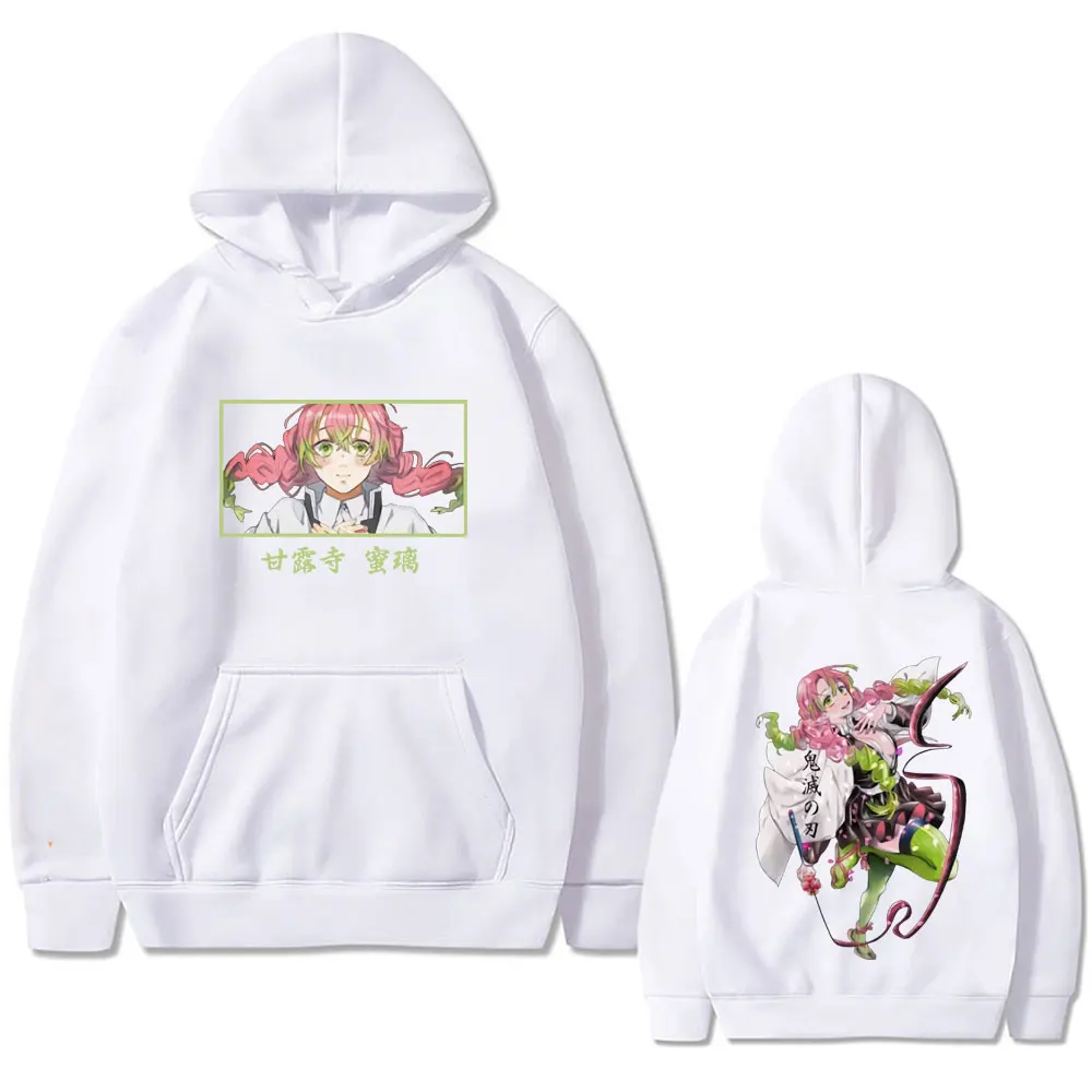 Anime Demon Slayer Kanroji Mitsuri Grafische Hoodie Kimetsu Geen Yaiba Trui Mannen Vrouwen Casual Fleece Katoen Oversized Sweatshirt