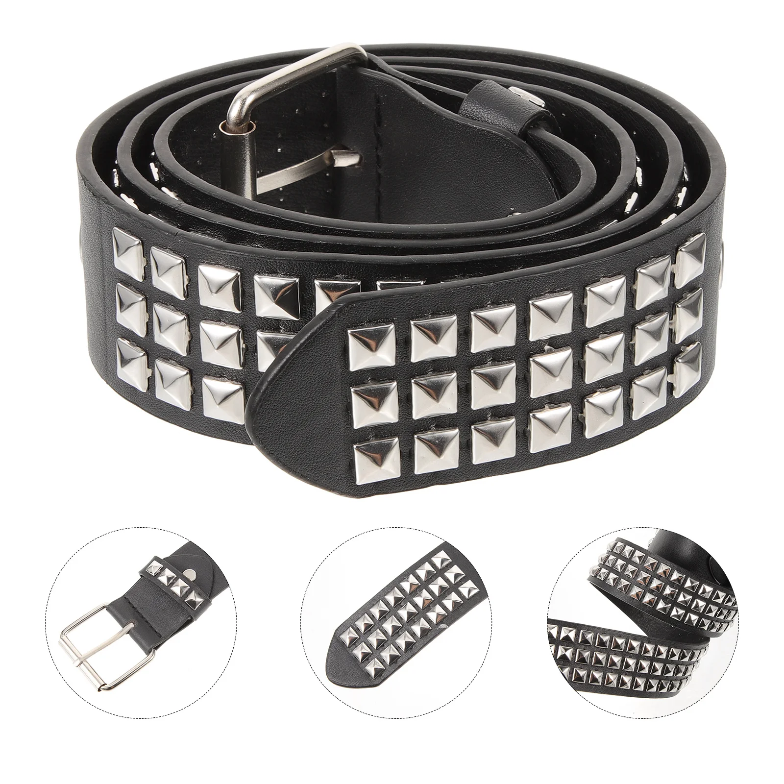 

Punk Rivet Punk Style Belt Men Women Adjustable Steampunk Belt Curved Design Fashion Accessory Decorative Buckle