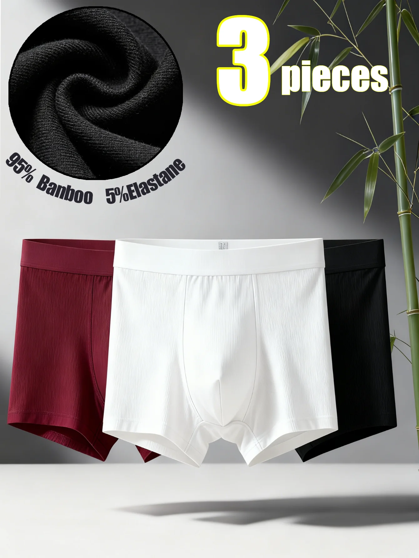 3 pack men's bamboo fiber underwear, sports and casual, skin friendly, soft, student underwear, classic for all seasons