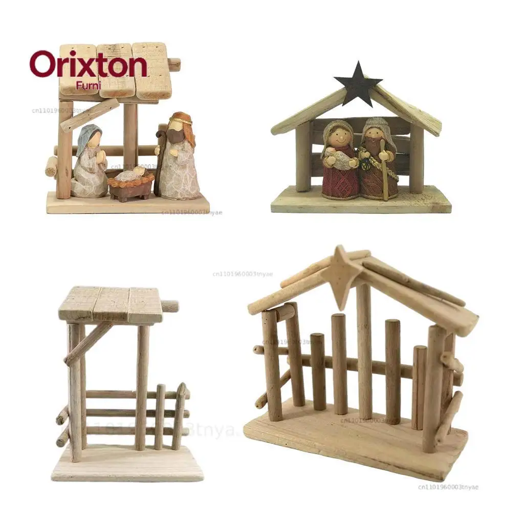 1pc Christmas Nativity Scene Figurines Statue Manger Ornament Home Office