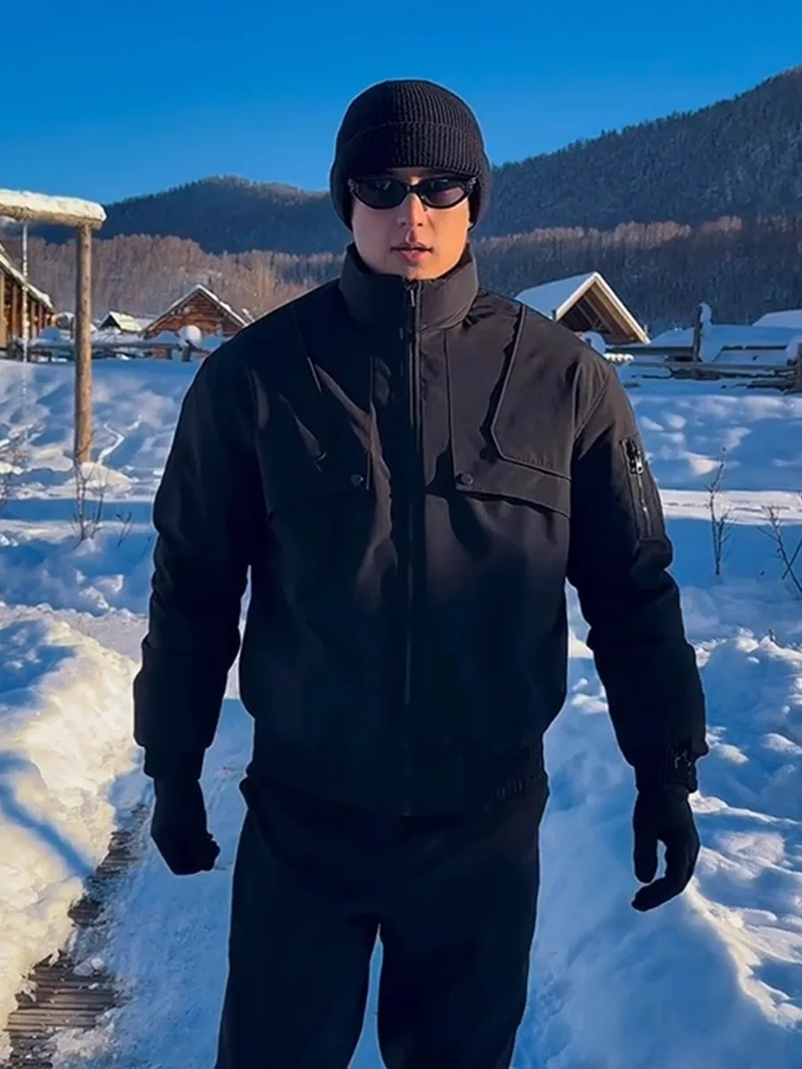 

Bla Stand Collar ort Thiened Cotton Jaet Warm Winter Bomber Jaet for Men Casual Youth ular Loose Fit Online Excl...