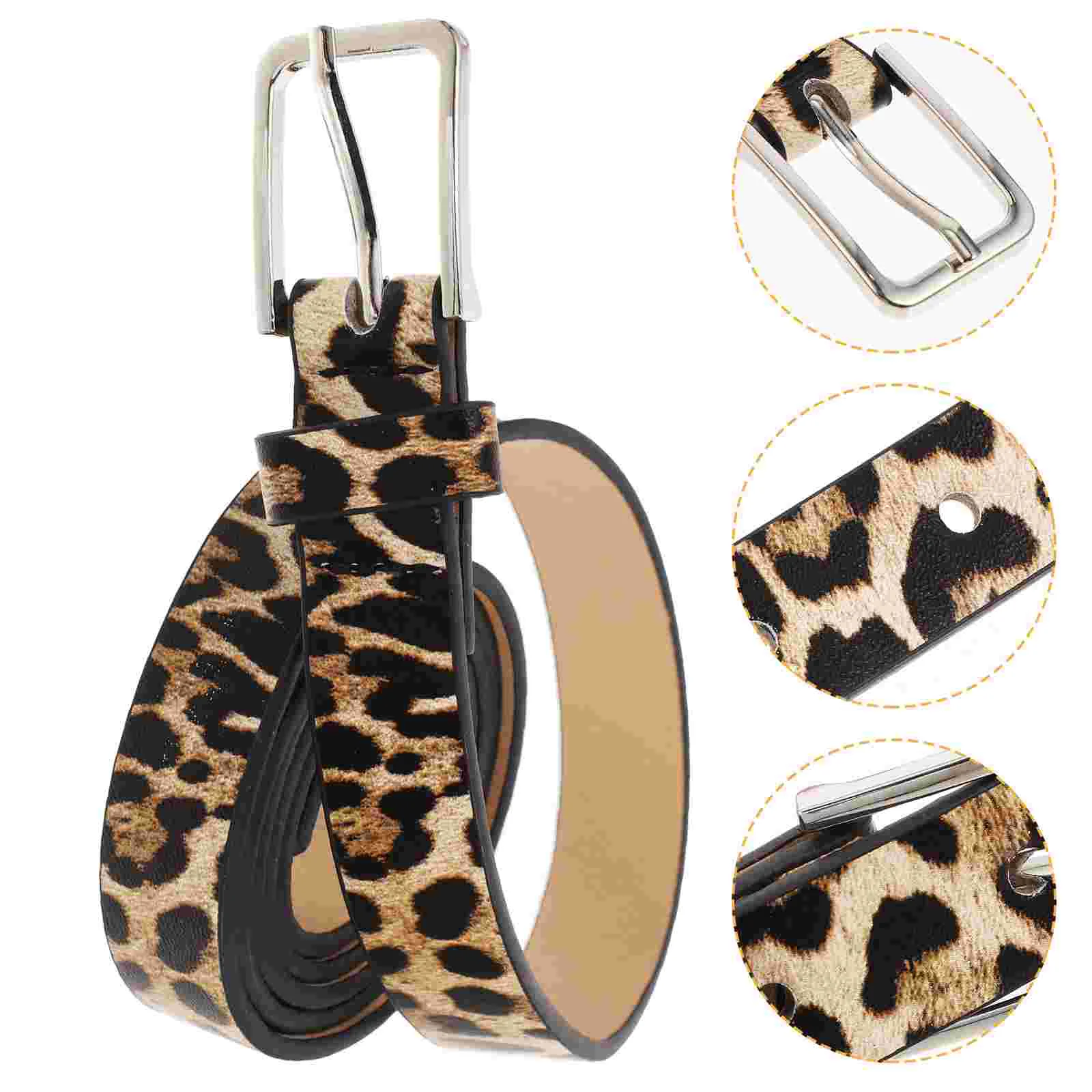 

Leopard PU Belt Women's Waist Belt Artificial Horse hair Belts for Women Light Brown