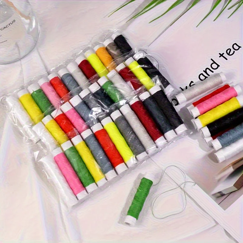 12-color Thread Small Roll Portable Needle and Thread,Household Hand Colored Polyester Thread,Sewing Supplies Accessories
