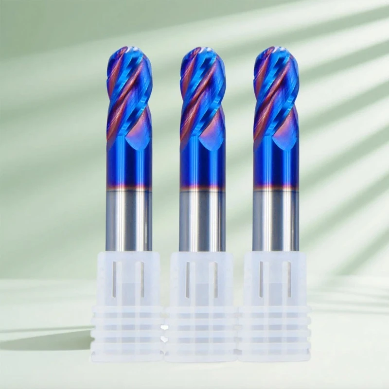 4 Flute Ball End Mill Tungsten Carbide CNC Router Bit R0 5 6mm 8mm 10 20MM For Metal Steel HRC65 Milling Cutter Tool