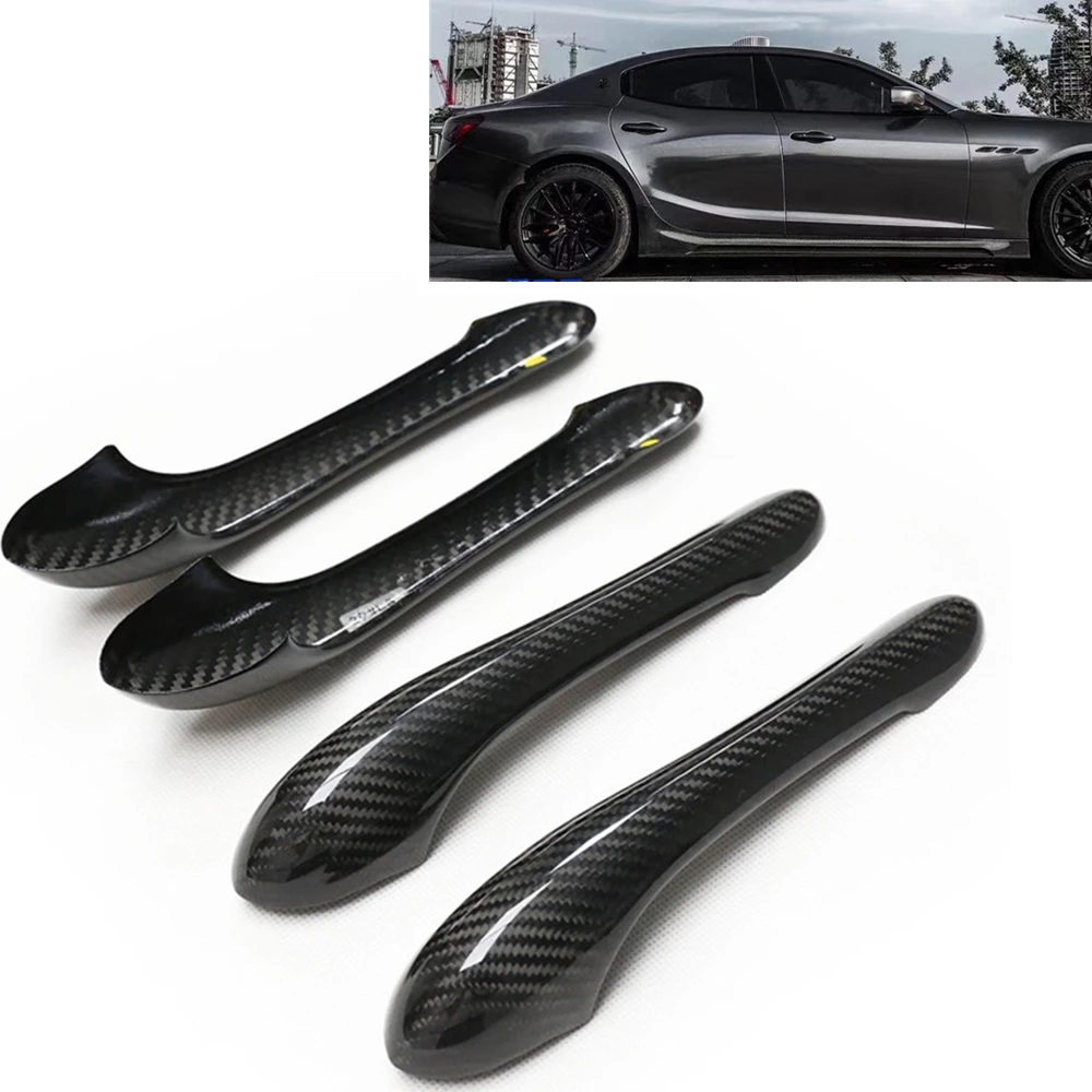 Carbon Fiber Car Exterior Door Handle Cover Trim Hand Knob Shell Case For Maserati GranTurismo S MC GT GTS 2008-2017 4 Door