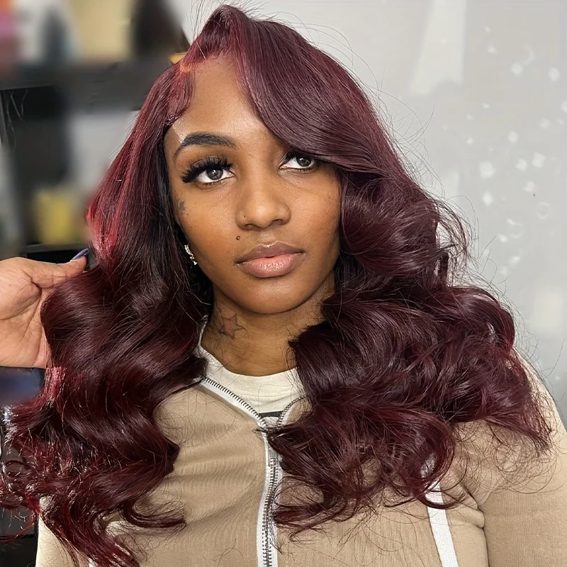 99J Burgundy Body Wave Bob Wig Human Hair 13×4 Lace Front Wigs Human Hair Short Bob Wig Pre Plucked with Baby Hair