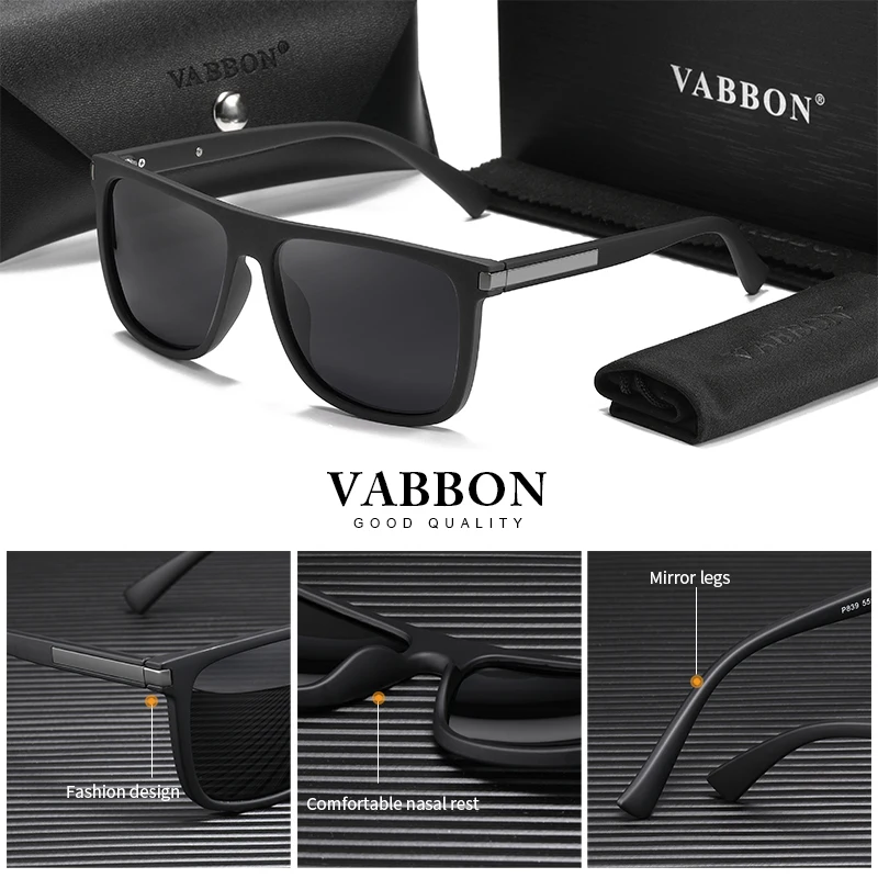 Vabbon جديد بسيط النظارات الشمسية الرجال العصرية الاستقطاب النظارات الشمسية في الهواء الطلق المضادة للأشعة فوق البنفسجية الرجعية الرياضة السفر الصيد نظارات للقيادة ، هدية مميزة P839