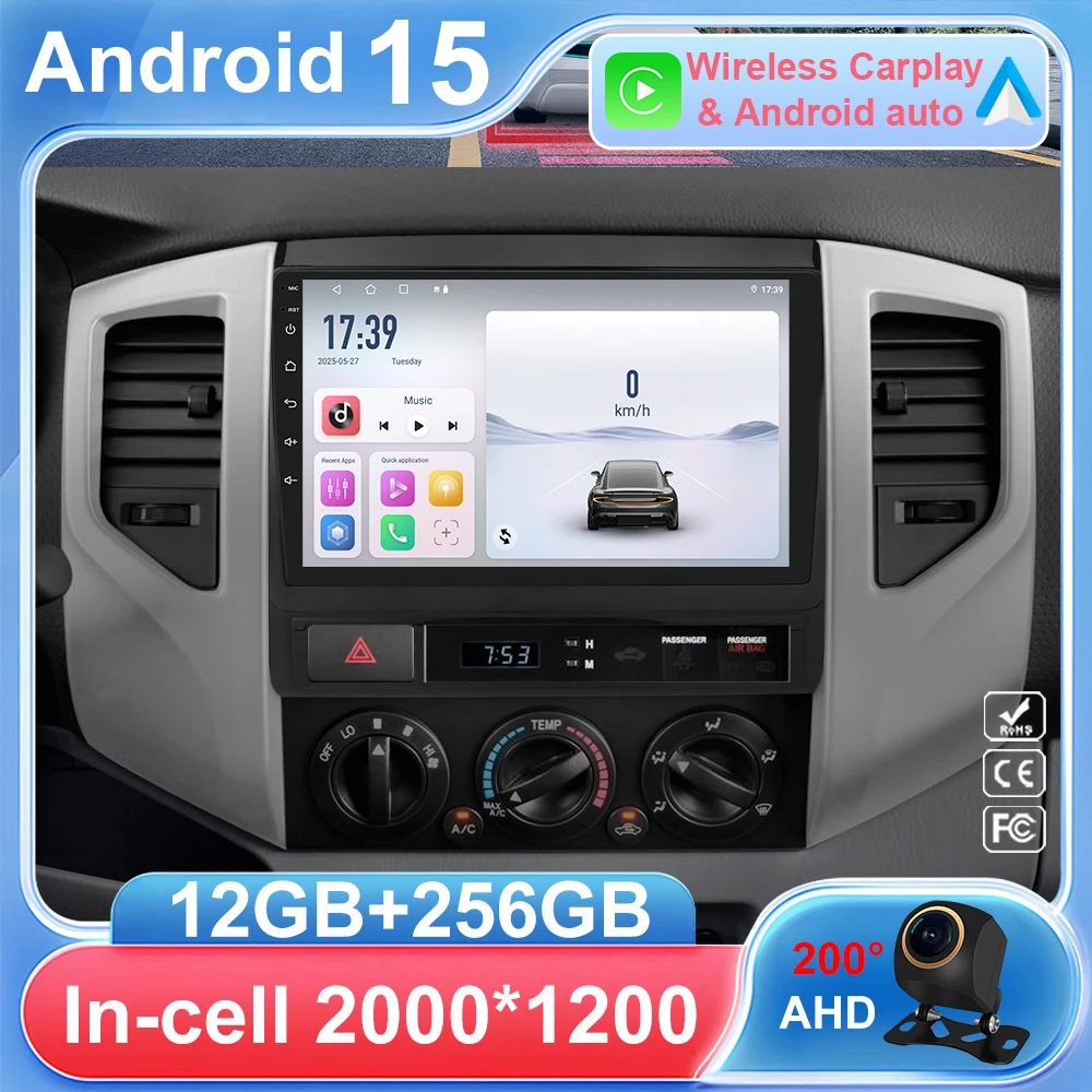 

Android 15 Carplay Auto 4G+WIFI Car Radio For Toyota Tacoma 2 N200 Hilux 2005-2015 Navigation GPS Multimedia Video Player Stereo