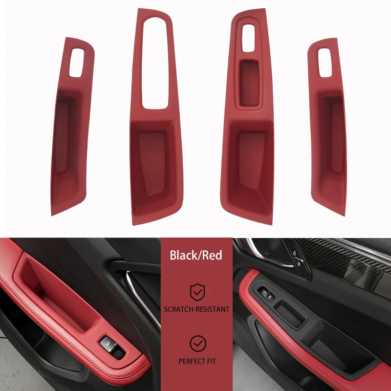 For Porsche Macan LHD Car Door Handle Organizer Storage Box Door Handle Panel Protector Sticker Phone Holder Auto Accessories