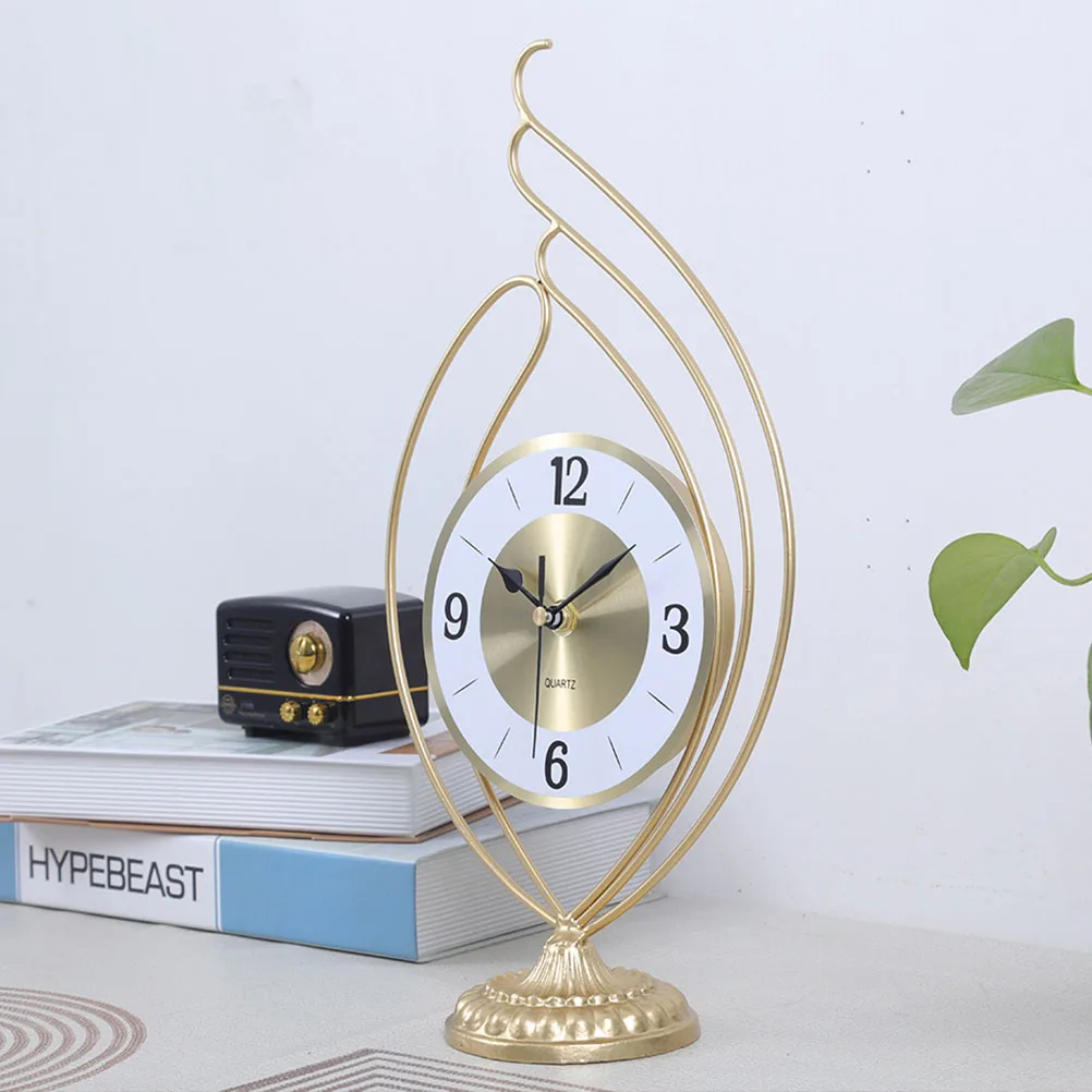 

1pc Retro Golden Metal Desktop Clock Iron Art Adornment Silent Home Decorative Table Clock For Office Bedroom Restaurant