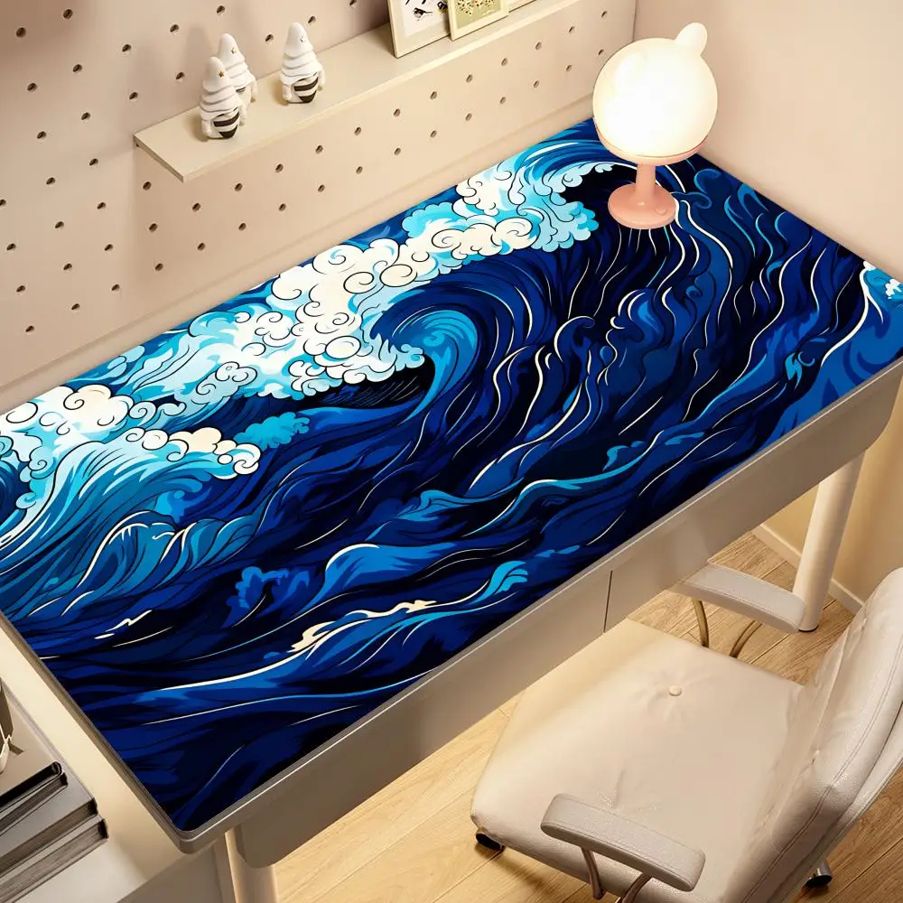 

HYBXAXC Japanese Black Kanagawa Waves Mouse Pad Large Rubber Anti-slip Desk Accessories Mousepad for Gamer Keyboard Decor Mat